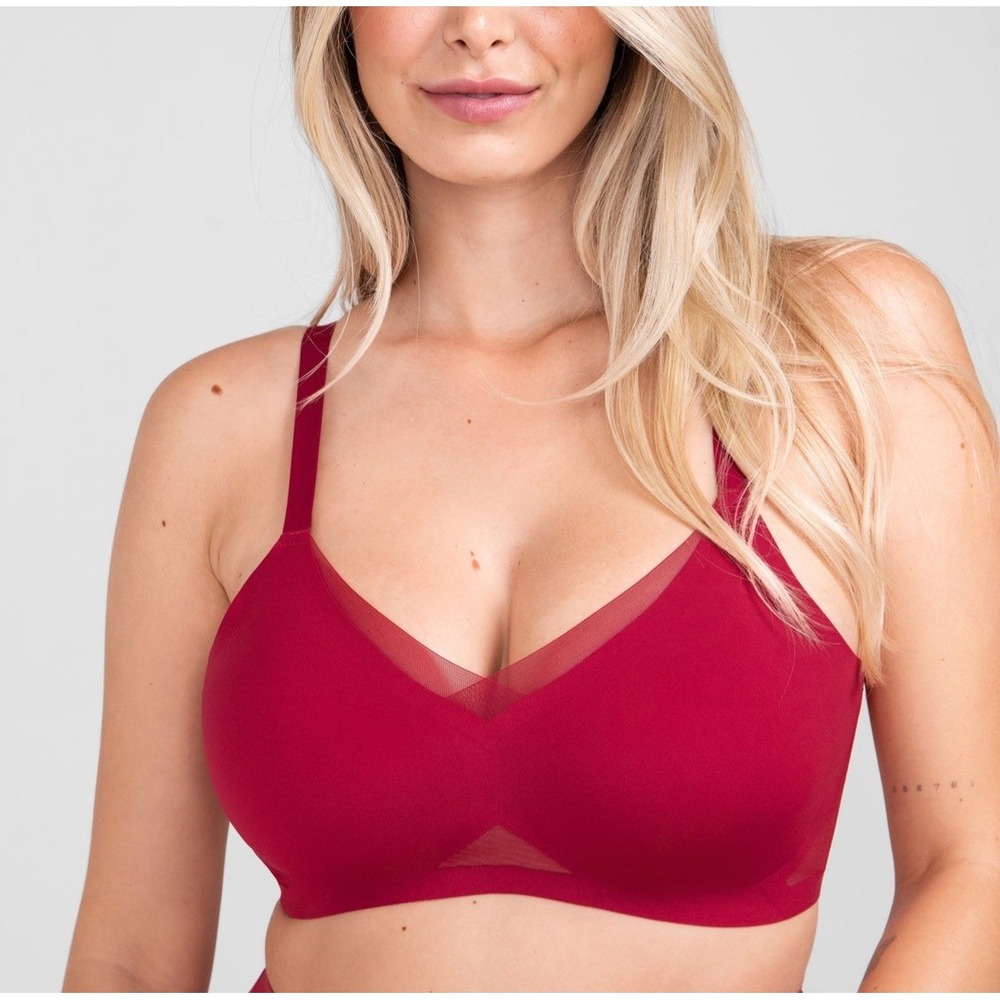 NWT Honeylove Crossover Bra Wireless Large - RUBY